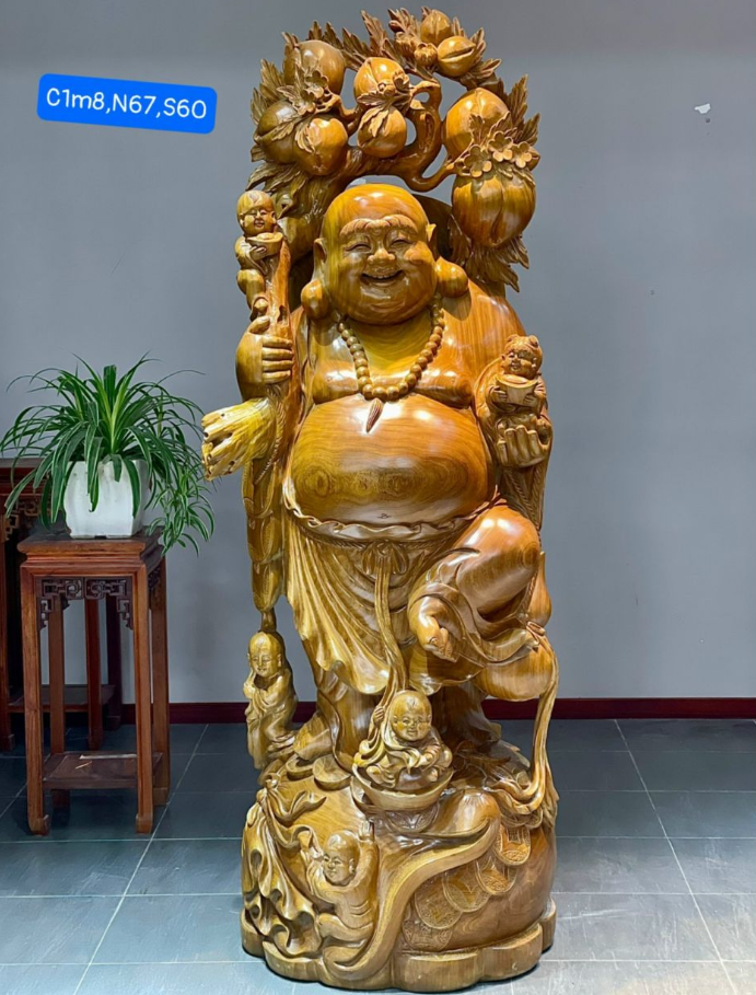 Tượng Phật Di Lặc ngũ Phúc gỗ Cẩm Lai